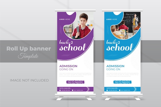 Terug naar school toelating roll-up banner sjabloonontwerp