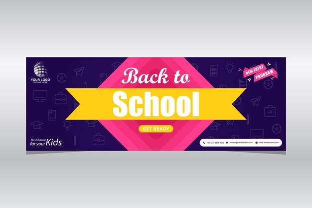 Vector terug naar school vector banner ontwerpsjabloon