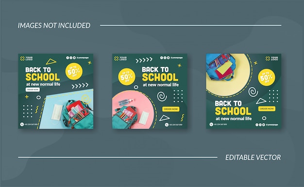 Vector terug naar schoolcollectie social media post instagram