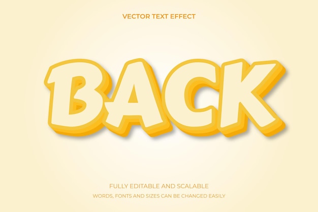 Terug Vector bewerkbaar 3d trendy belettering teksteffect