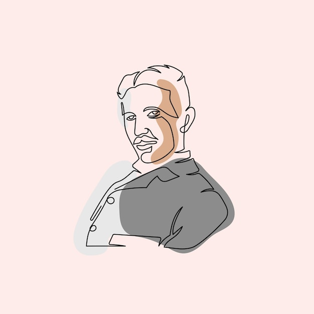 tesla line art character