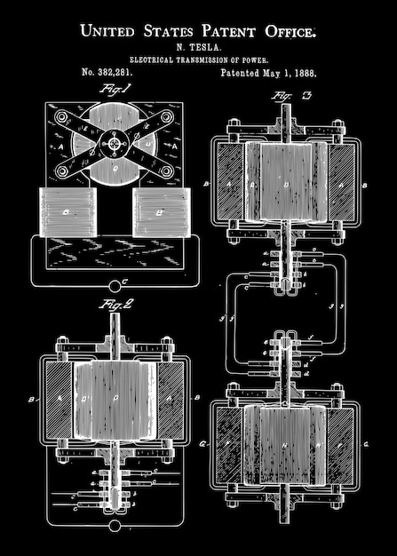 Vector tesla power transmitter 1888 patent