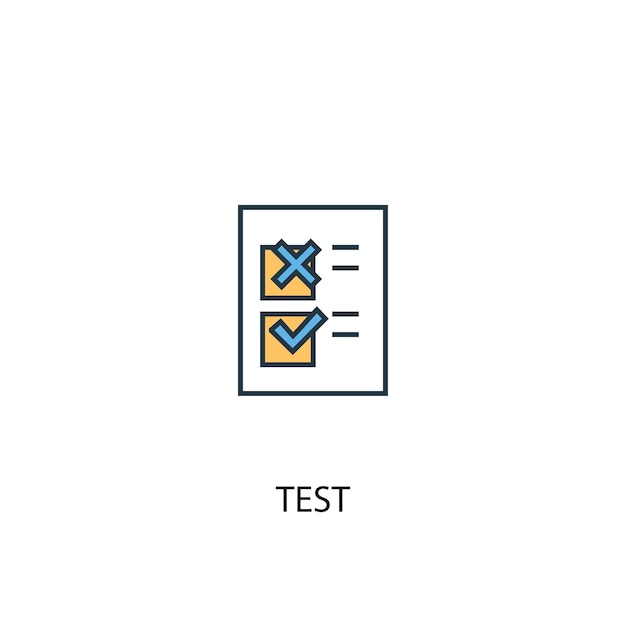 Test concept 2 colored line icon. Simple yellow and blue element illustration. test concept outline symbol design