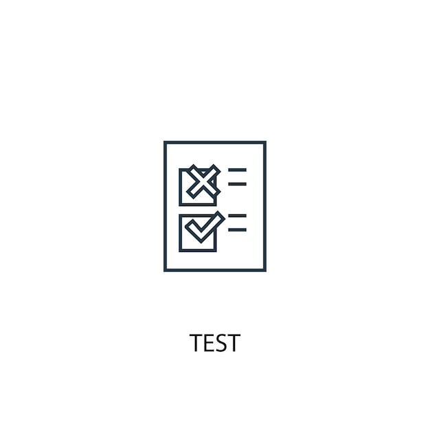 테스트 개념 라인 아이콘입니다. 간단한 요소 그림입니다. 테스트 개념 개요 기호 디자인입니다. 웹 및 모바일 UI/UX에 사용할 수 있습니다.