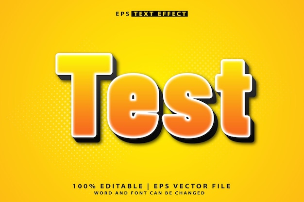 Vector test editable 3d text effect