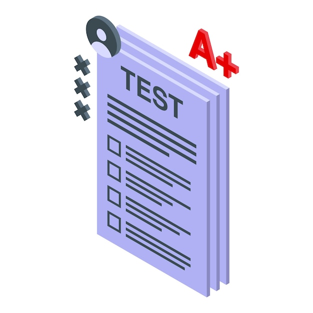 Vettore test learning icon isometric vector lms online software per l'istruzione