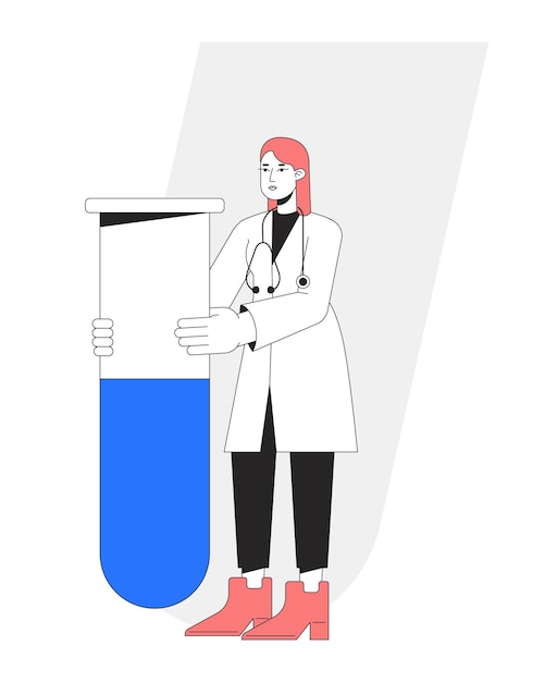 Test in medical laboratory flat line concept vector spot illustration