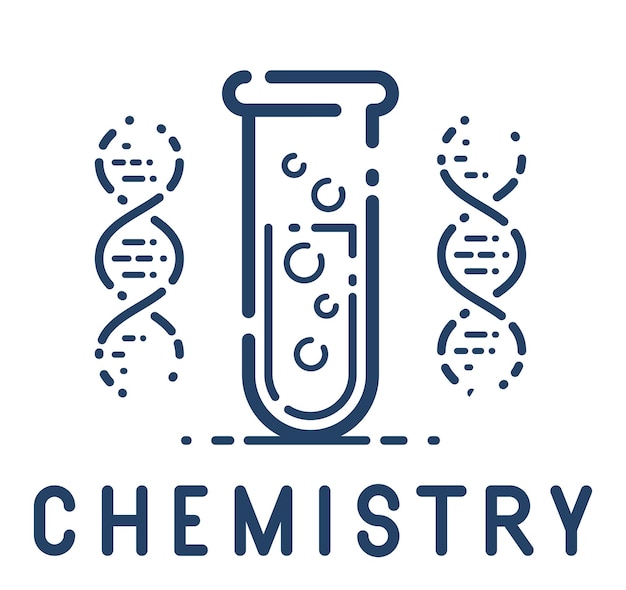 Test tube and DNA strand vector simple linear icon, science biology biotechnology and medicine analysis line art symbol, laboratory research.