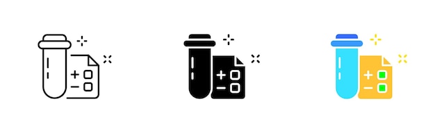 Test tube set icon Chemistry laboratory analysis virus test covid coronavirus reagents laboratory medical research antibiotic Science concept Vector icon in line black and colorful style