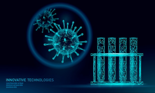 Test tube virus  low poly render. laboratory analysis infection chronic disease hepatitis virus influenza flu infect organism, aids. modern science technology medicine