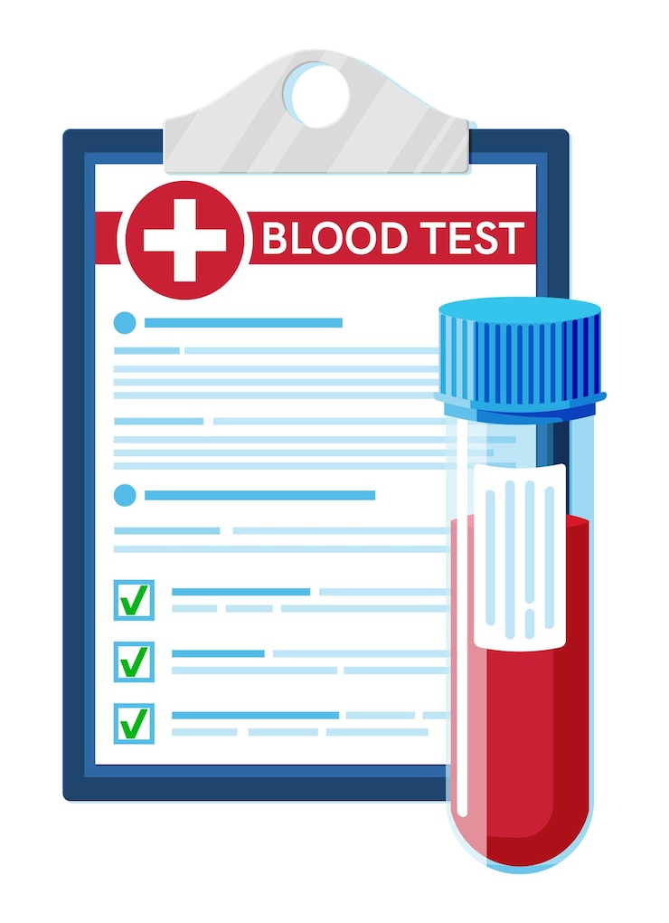 Vector test tube with blood sample isolated