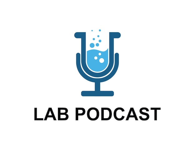 Vettore tubo di prova con logo podcast lab podcast