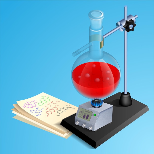 Test tubes a book and formulas for chemistry vector illustration