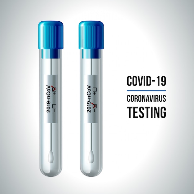 Test tubes with cotton swab for nasopharyngeal specimens.