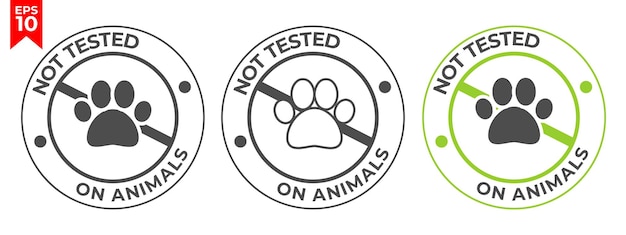 Not tested on animals round vector label stamp for cosmetics and products packaging Flat design Ve