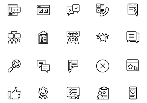 Vector testimonial customer feedback and user experience related icon set