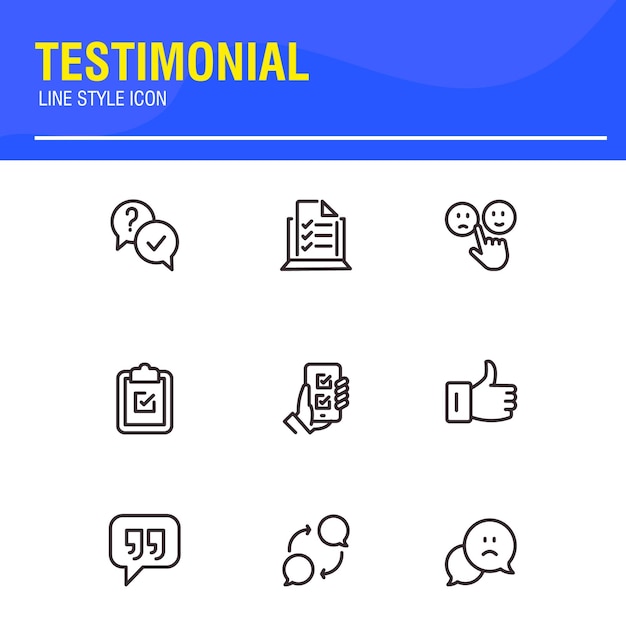 Vector testimonial customer feedback and user experience related icon set