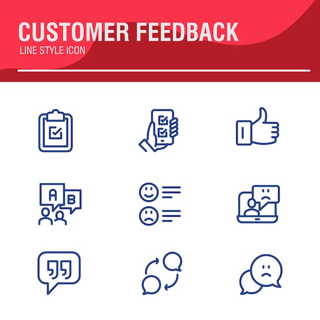 Vector testimonial klantfeedback en gebruikerservaring gerelateerde icon set