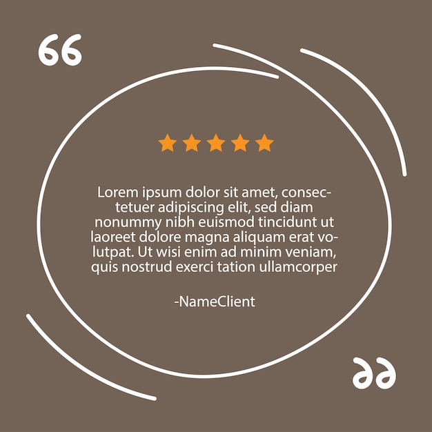 Vettore modello di recensione di testimonianze, design del banner di feedback dei clienti