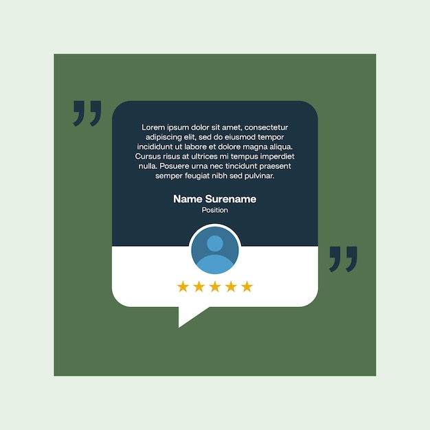 Testimonial review template design with star rating remark