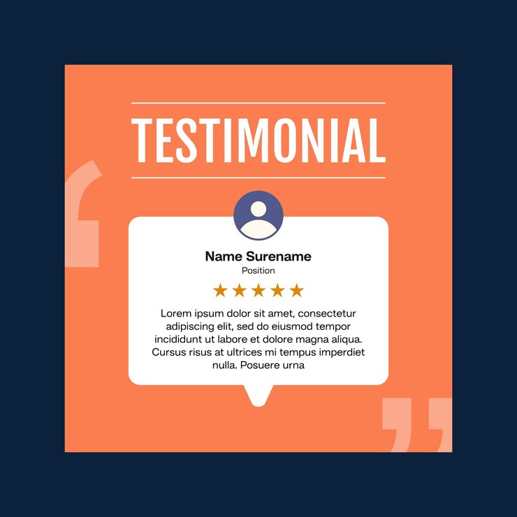 Vector testimonial review template design with star rating remark