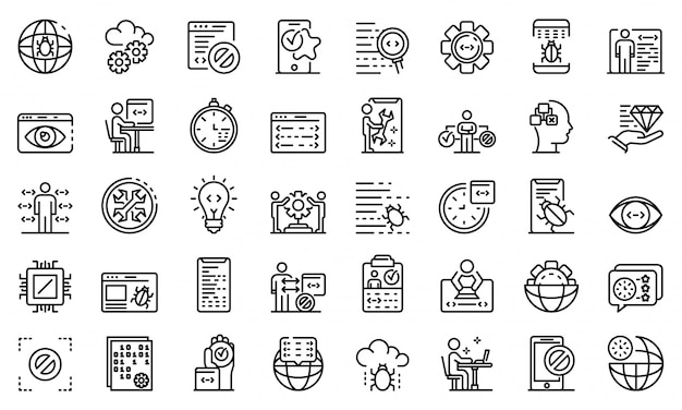 Vector testing software icons set