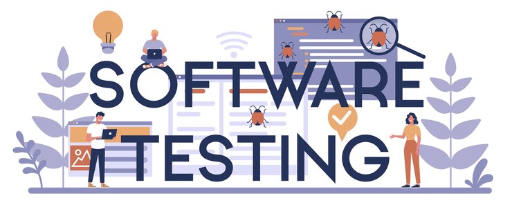 Vector testing software typographic header concept