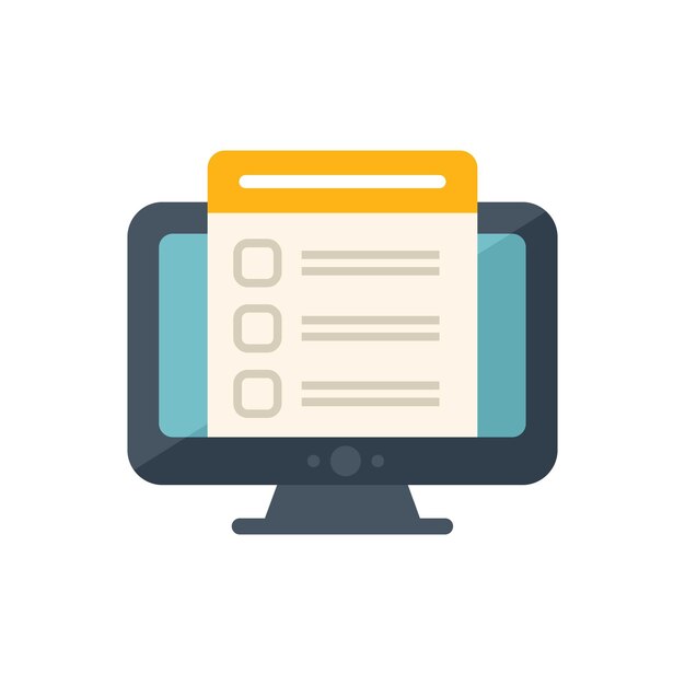 Testmonitor pictogram platte vector Schoolexamen Papieren formulier geïsoleerd
