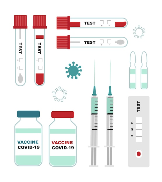 Tests en vaccin tegen covid-19 vectorillustratie
