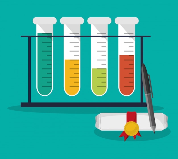 Testt tube certificate and pen school 