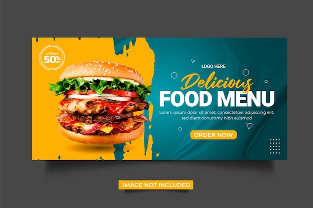 Testy food banner en webbanner sjabloonontwerp