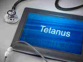 Vector tetanus word displayed on tablet