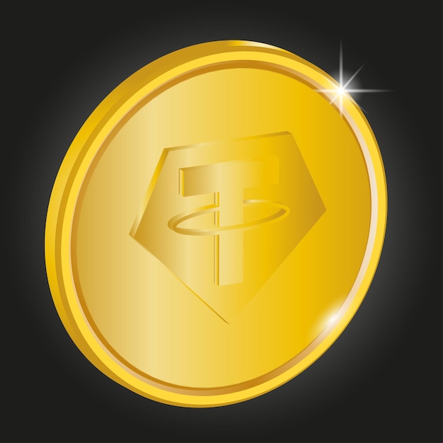 Tether gouden munt, cryptocurrency-concept