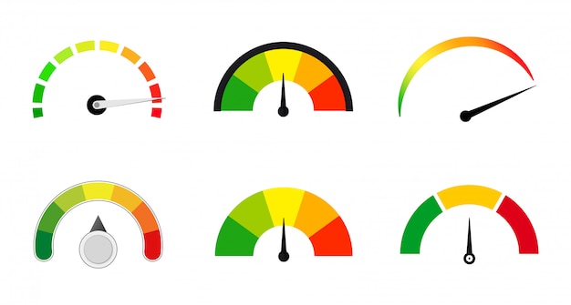 Vector tevredenheid meter schaal ingesteld