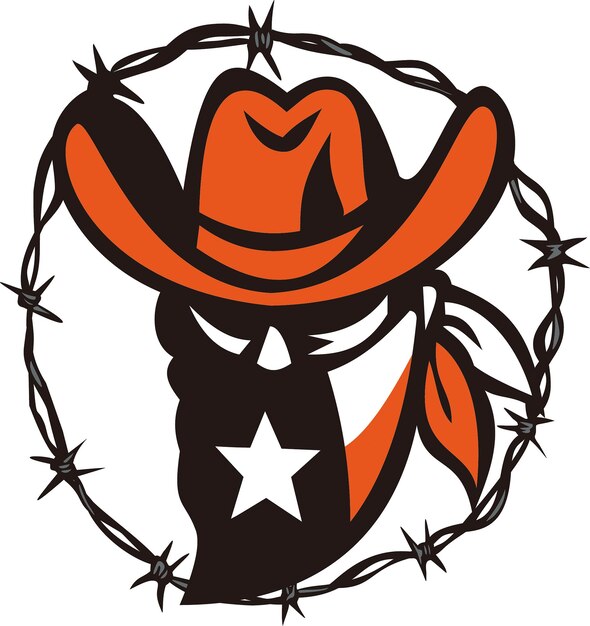 Vector texan outlaw texas flag barb wire icon