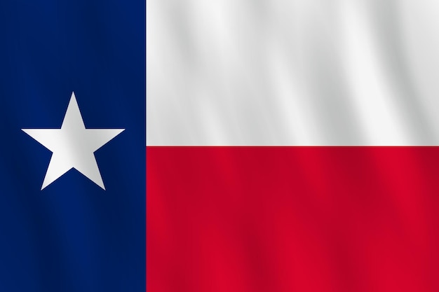 Texas amerikaanse staatsvlag met golvend effect, officiële proportie.