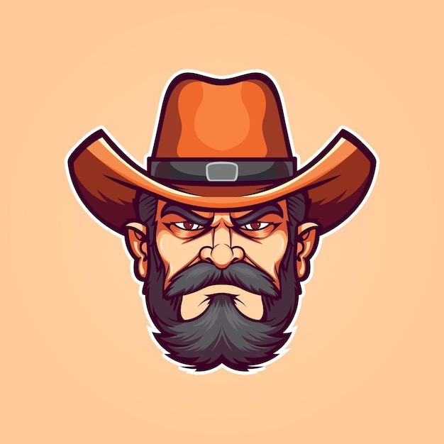 texas angry cowboy ranger mascot vector illustration