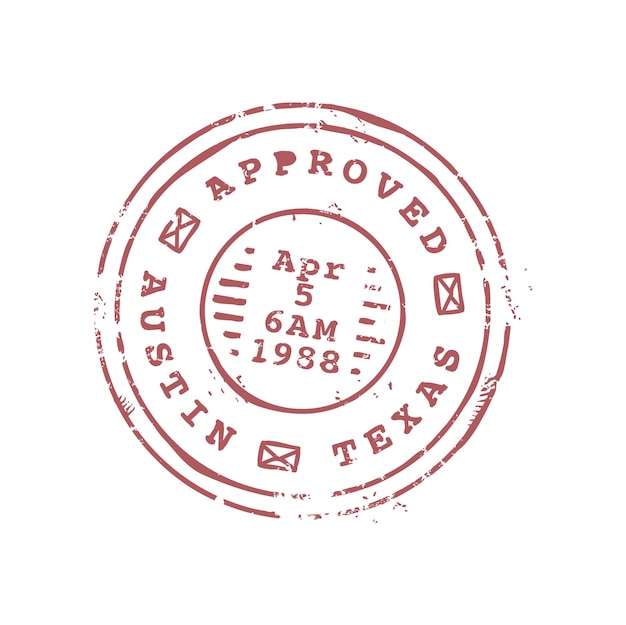 Texas Austin postzegel post post rond zegel inkt poststempel met letterteken Vector print op ansichtkaart VS Amerika postbezorging internationale postzegel