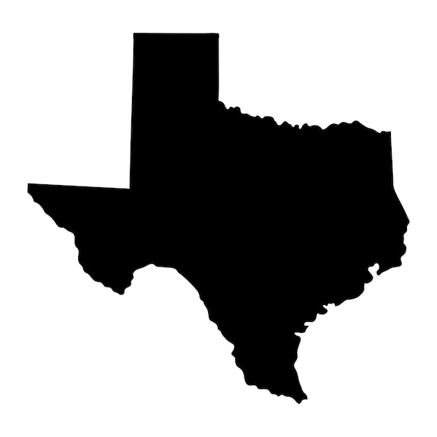 白い背景の上のテキサスの黒い地図