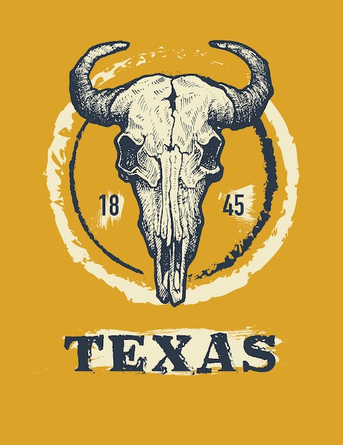 Vettore t-shirt con stampa texas buffalo.