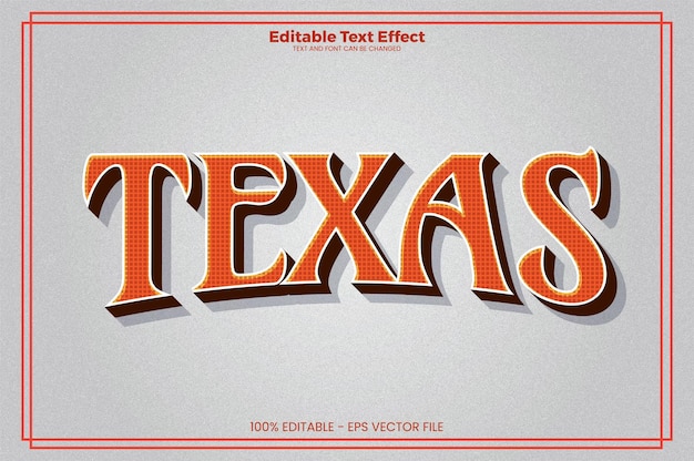 Vettore effetto testo modificabile texas in stile moderno di tendenza