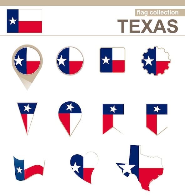 Texas flag collection, usa state, 12 versions