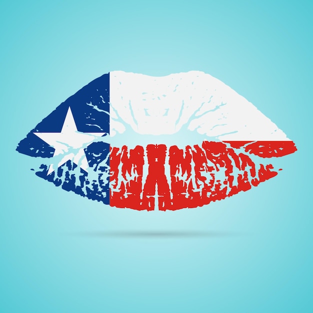 Vector texas flag lipstick on the lips isolated on a white background vector illustration