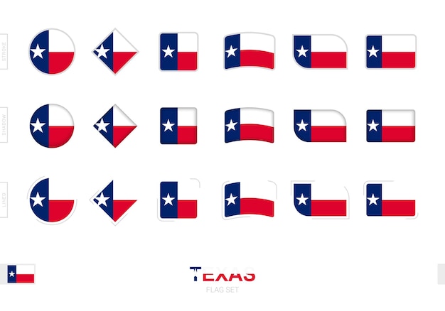 Texas flag set, simple flags of Texas with three different effects.