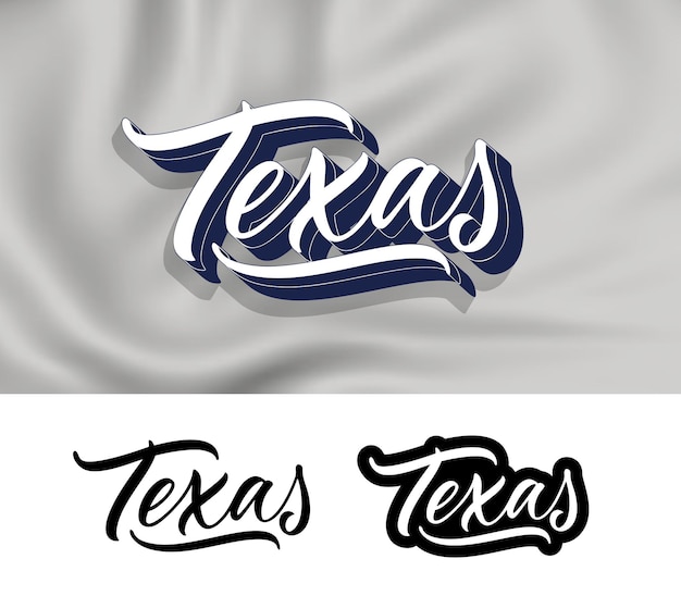 Texas hand lettering design for printing on clothes Calligraphic text for tshirt Modern typography design Vector lettering isolated on white background