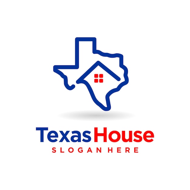 Texas kaart logo met home concept