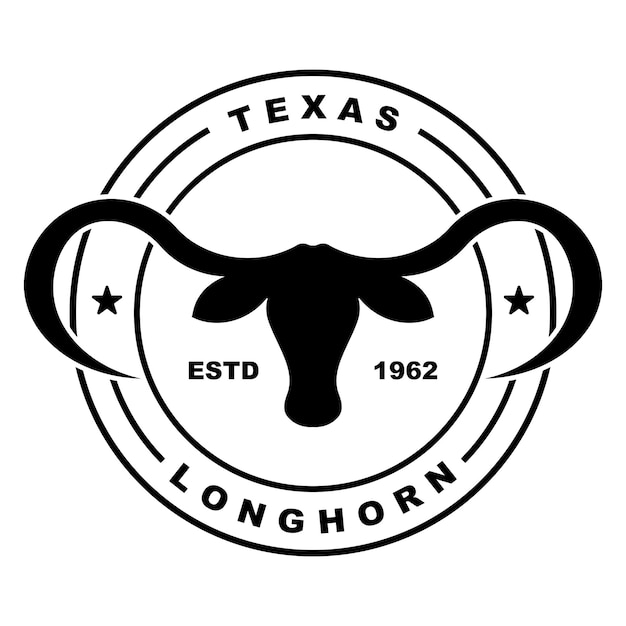 Texas longhorn country western bull cattle vintage retro logo