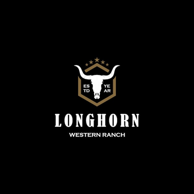 Texas Longhorn Country Western дизайн логотипа винтажное ретро