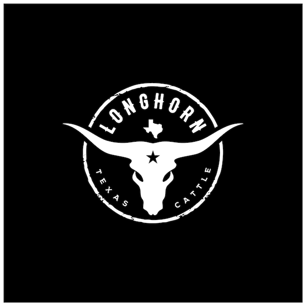 Texas Longhorn Cow, Country Western Bull Cattle Vintage Label Logo Design voor Countryside Farm