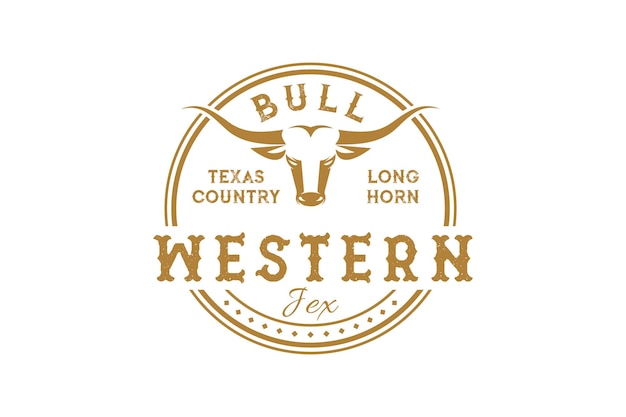 Vector texas longhorn logo country western bull cattle logo design